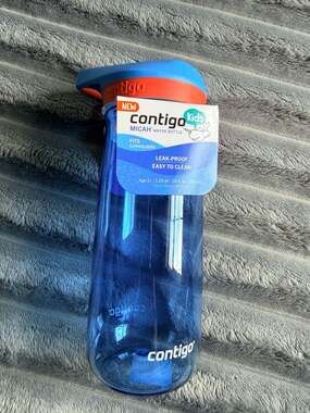 Contigo Kids Micah 20oz Water Bottle in Blue Poppy with Coral Accents